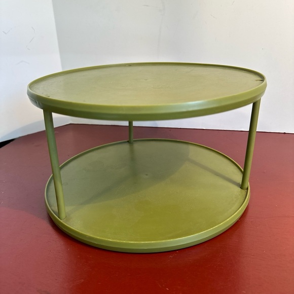 Vintage Rubbermaid Avocado Green 2-Tier Lazy Susan Turntable Spice Rack Pantry - Picture 6 of 6